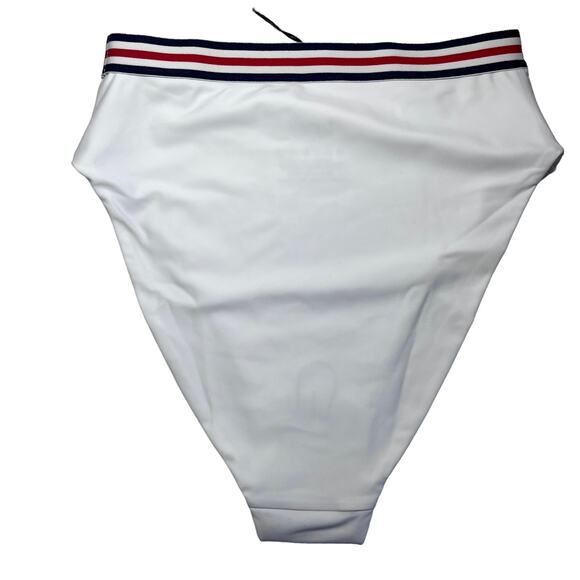 Revolve VDM The Label Izzy High Rise Bikini Bottoms White Red Blue Small/4 NWT - Picture 2 of 8